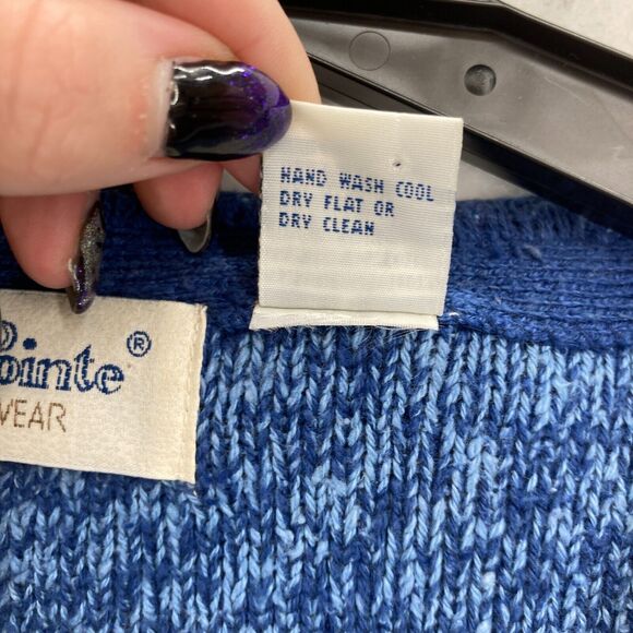 Belle Pointe Sweater Vest Women's Large Blue Striped Silk Blend Sleeveless Y2K - Picture 5 of 10